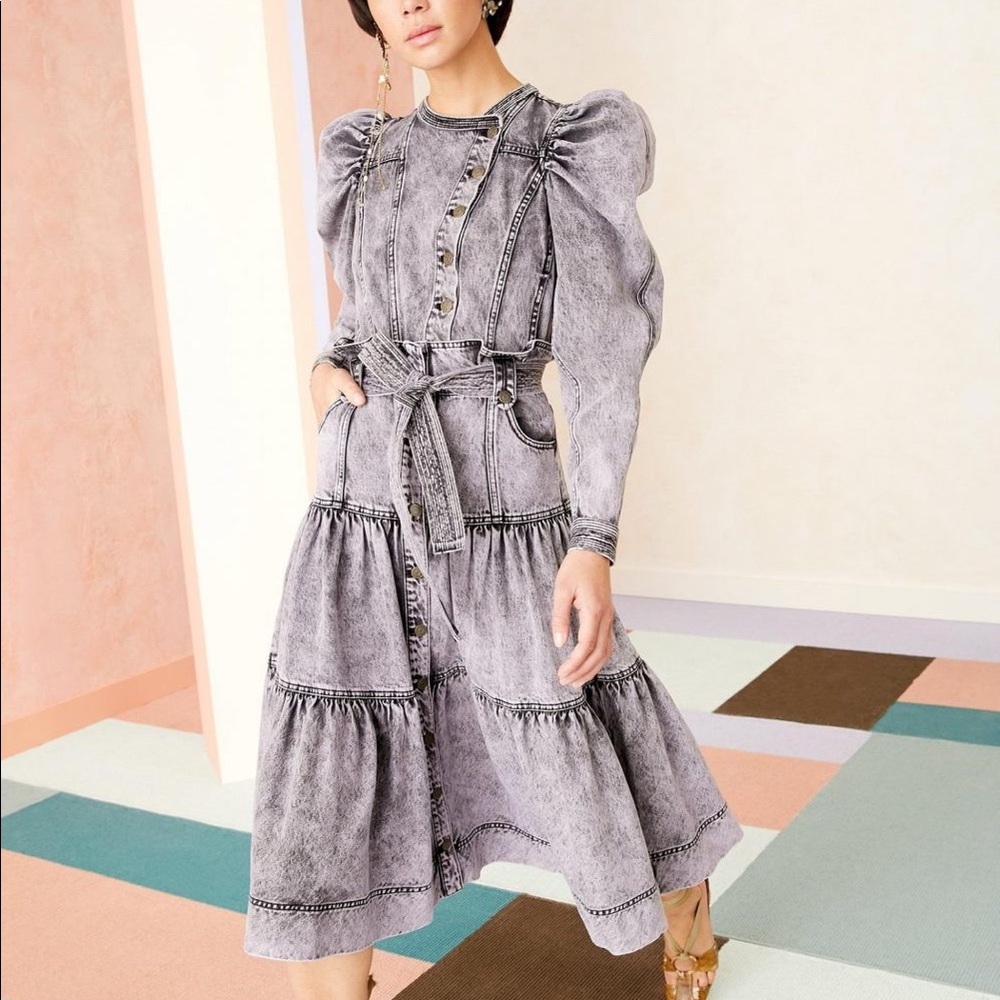Ulla Johnson Reine denim midi skirt, Lilac, NWT
